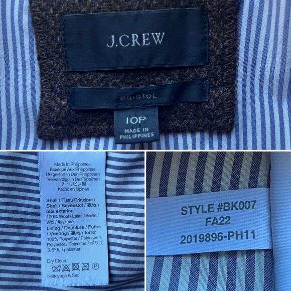 J.Crew Bristol Blazer Jacket Chocolate Brown Wool Double Breasted Size 10P - Picture 5 of 11